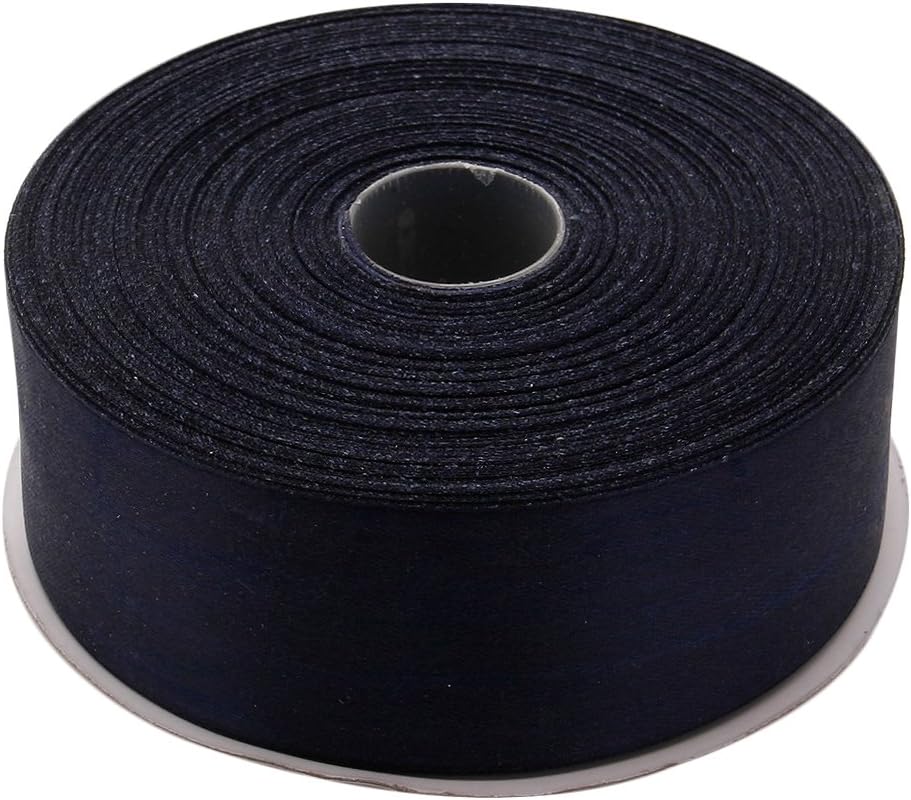 1-1/2 Inches x 50 Yards Double Face Solid Satin Ribbon Roll, Navy Blue