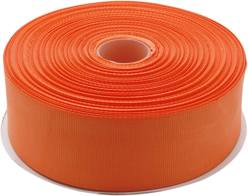 Topenca Supplies 1-1/2 Inches x 50 Yards Double Face Solid Grosgrain Ribbon Roll, Orange
