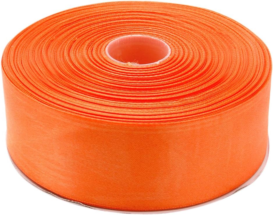 1-1/2 Inches x 50 Yards Double Face Solid Satin Ribbon Roll, Orange