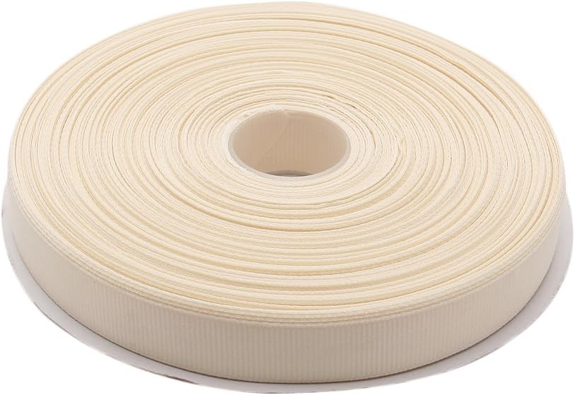 Topenca Supplies 5/8 Inches x 50 Yards Double Face Solid Grosgrain Ribbon Roll, Ivory