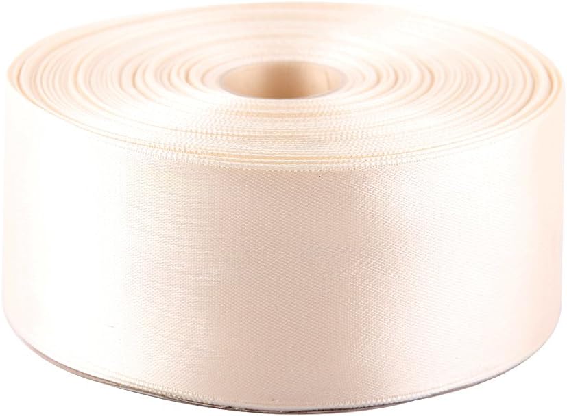 2 Inches x 50 Yards Double Face Solid Satin Ribbon Roll, Ivory