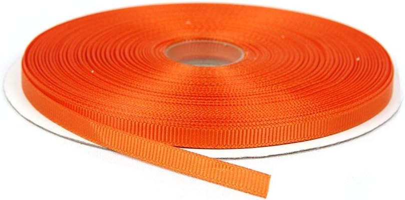 Topenca Supplies 1/4 Inches x 50 Yards Double Face Solid Grosgrain Ribbon Roll, Orange
