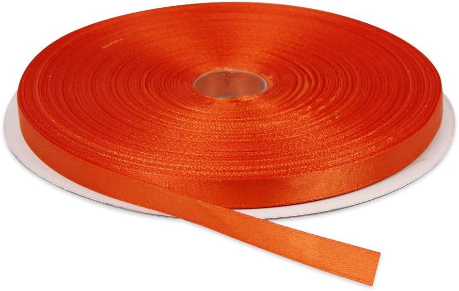 3/8 Inches x 50 Yards Double Face Solid Satin Ribbon Roll, Orange