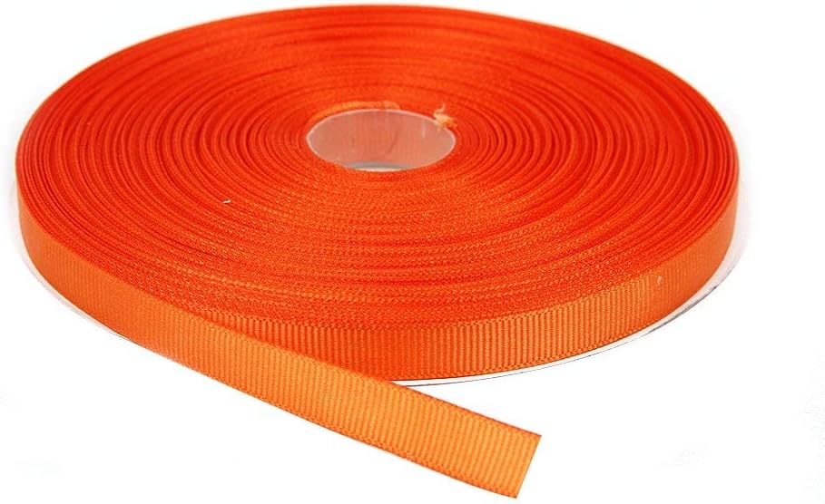 Topenca Supplies 3/8 Inches x 50 Yards Double Face Solid Grosgrain Ribbon Roll, Orange