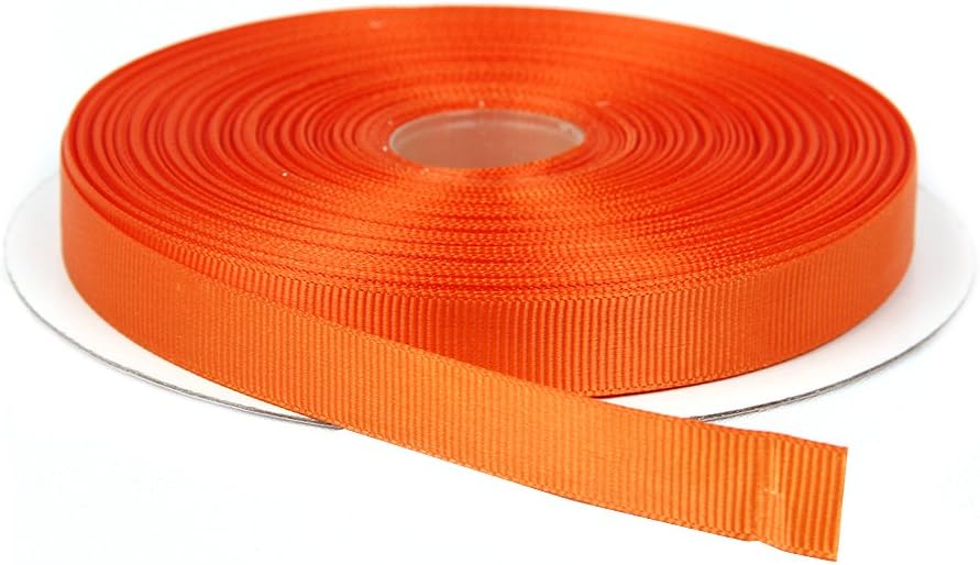 1/2 Inches x 50 Yards Double Face Solid Grosgrain Ribbon Roll, Orange