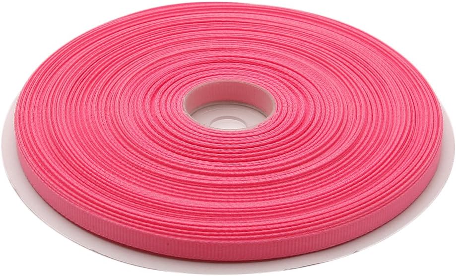 Topenca Supplies 1/4 Inches x 50 Yards Double Face Solid Grosgrain Ribbon Roll, Pink