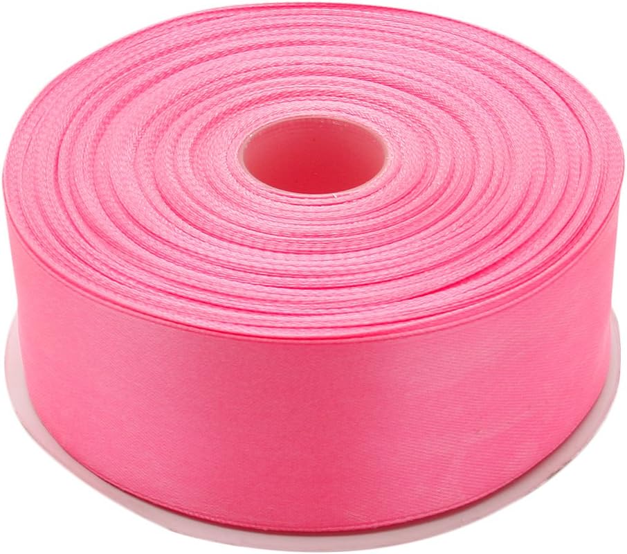 1-1/2 Inches x 50 Yards Double Face Solid Satin Ribbon Roll, Pink