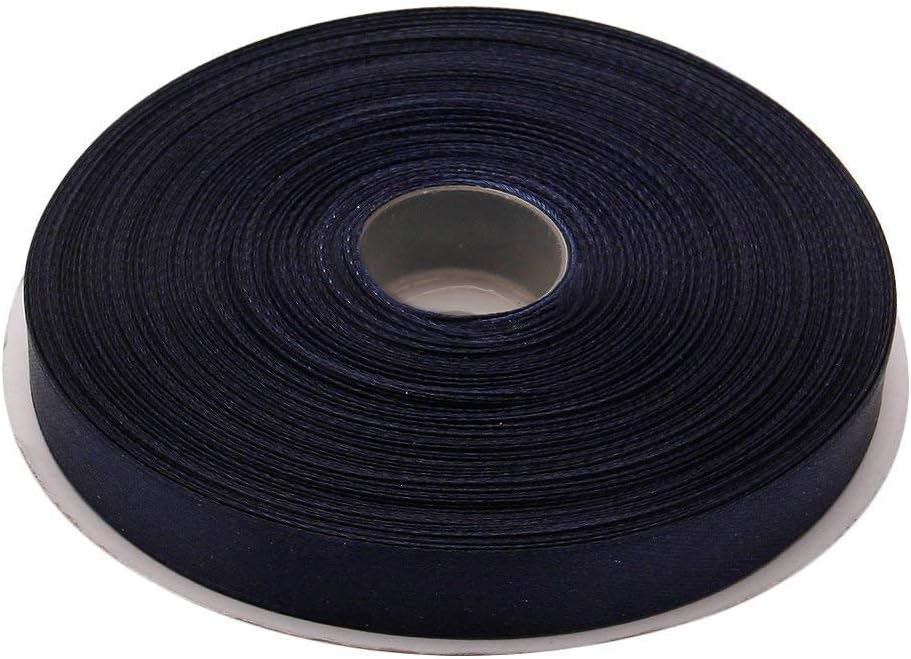 1/2 Inches x 50 Yards Double Face Solid Satin Ribbon Roll, Navy Blue