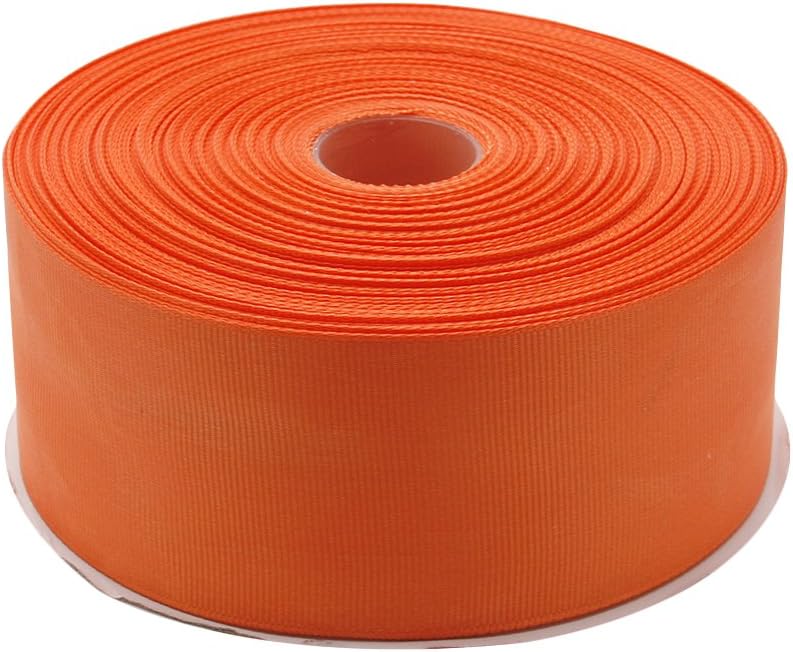 Topenca Supplies 2 Inches x 50 Yards Double Face Solid Grosgrain Ribbon Roll, Orange