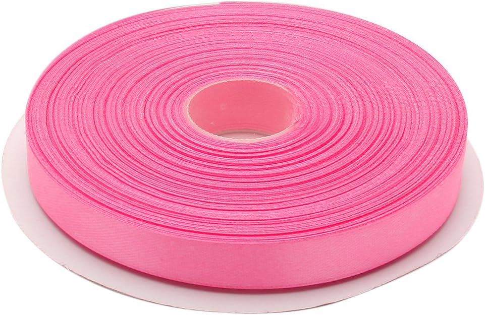 1/2 Inches x 50 Yards Double Face Solid Satin Ribbon Roll, Pink