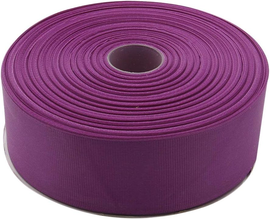 1-1/2 Inches x 50 Yards Double Face Solid Grosgrain Ribbon Roll, Purple