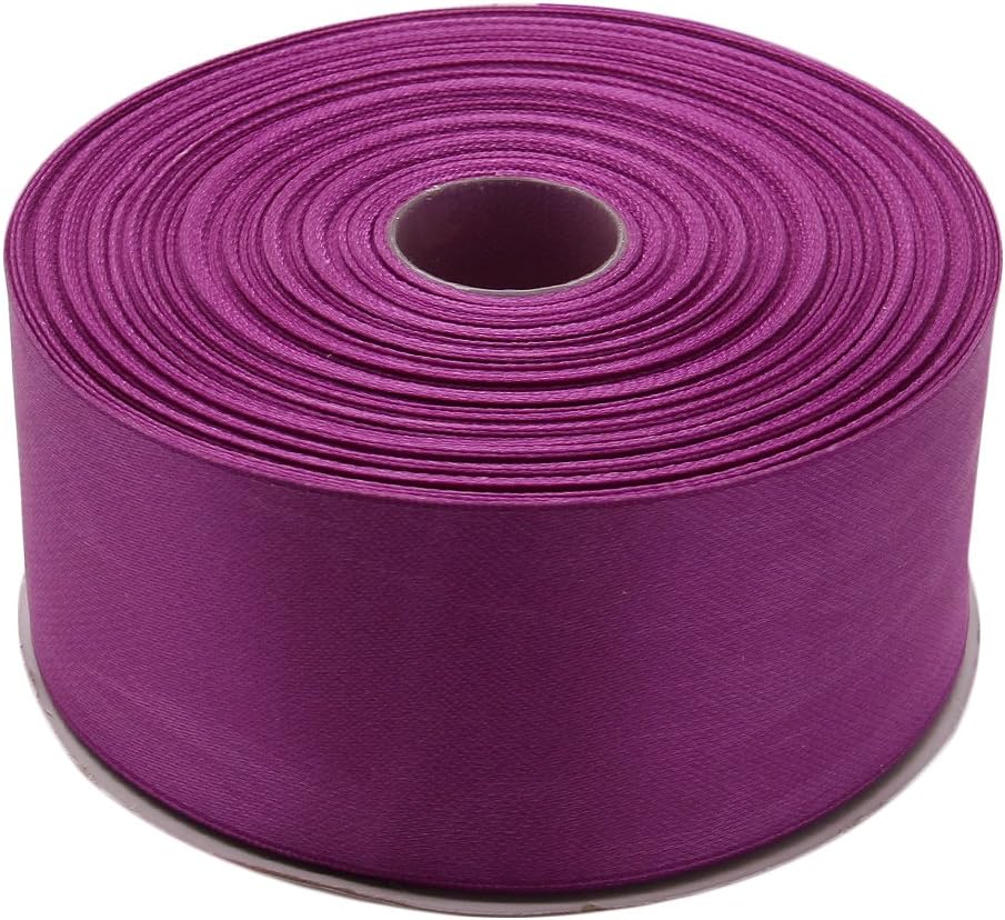 2 Inches x 50 Yards Double Face Solid Satin Ribbon Roll, Purple
