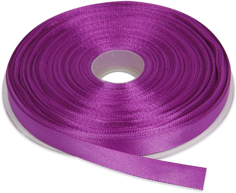 3/8 Inches x 50 Yards Double Face Solid Satin Ribbon Roll, Purple