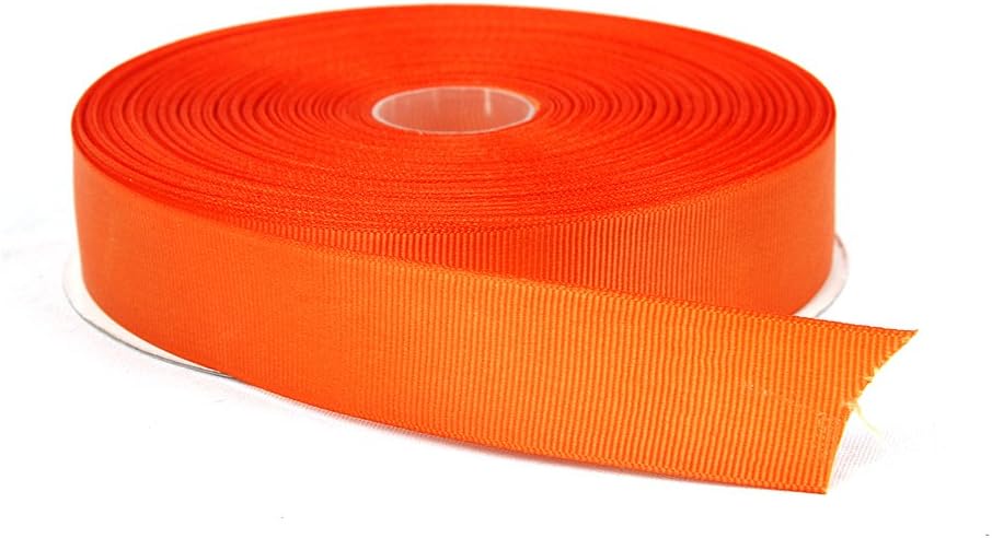 1 Inch x 50 Yards Double Face Solid Grosgrain Ribbon Roll, Orange