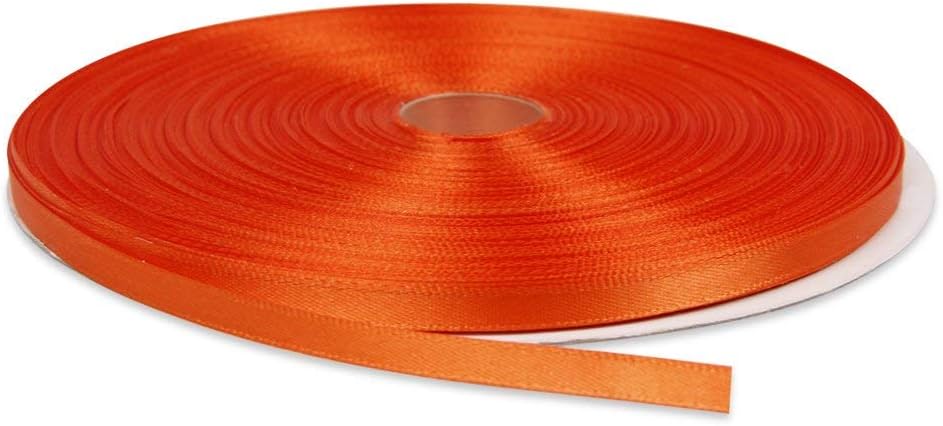 Topenca Supplies 1/4 Inches x 50 Yards Double Face Solid Satin Ribbon Roll, Orange
