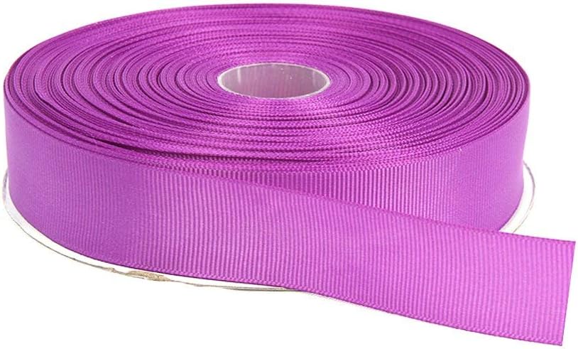 1 Inch x 50 Yards Double Face Solid Grosgrain Ribbon Roll, Purple