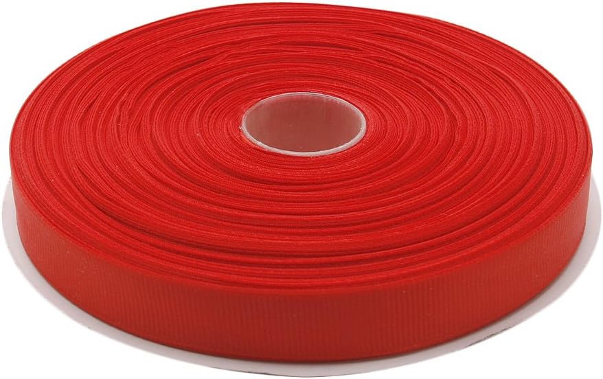 Topenca Supplies 5/8 Inches x 50 Yards Double Face Solid Grosgrain Ribbon Roll, Red