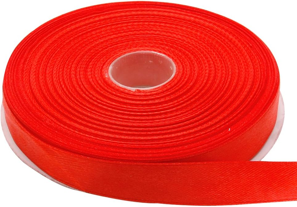 5/8 Inches x 50 Yards Double Face Solid Satin Ribbon Roll, Red