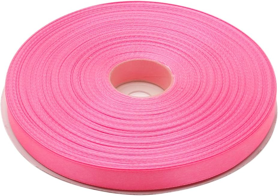 3/8 Inches x 50 Yards Double Face Solid Satin Ribbon Roll, Pink