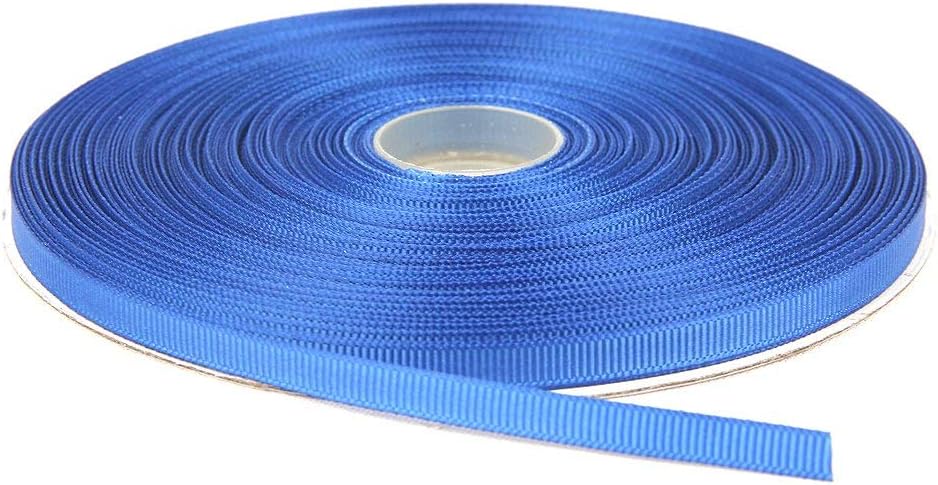 Topenca Supplies 1/4 Inches x 50 Yards Double Face Solid Grosgrain Ribbon Roll, Royal Blue