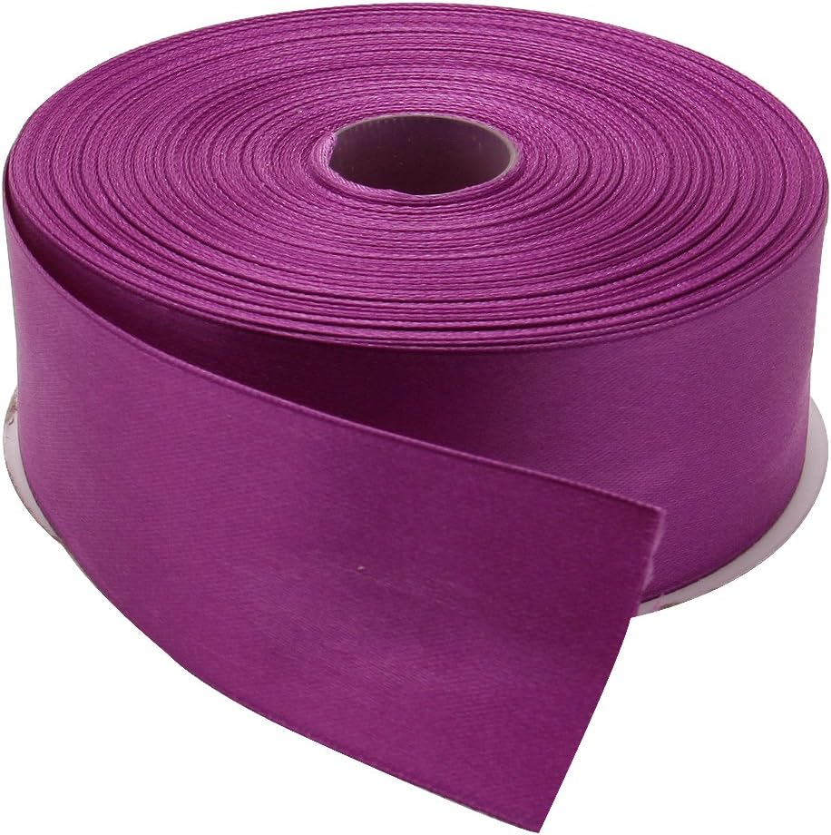 1-1/2 Inches x 50 Yards Double Face Solid Satin Ribbon Roll, Purple